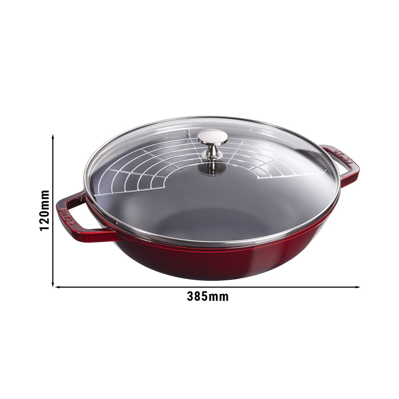 STAUB | SPECIALITY - Wok se skleněnou poklicí - Ø 300 mm - litina - grenadinově červený