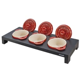 STAUB | SPECIALITY - Servírovací prkénko na 3 mini kokotky - 420x160mm - dřevovláknité - černé