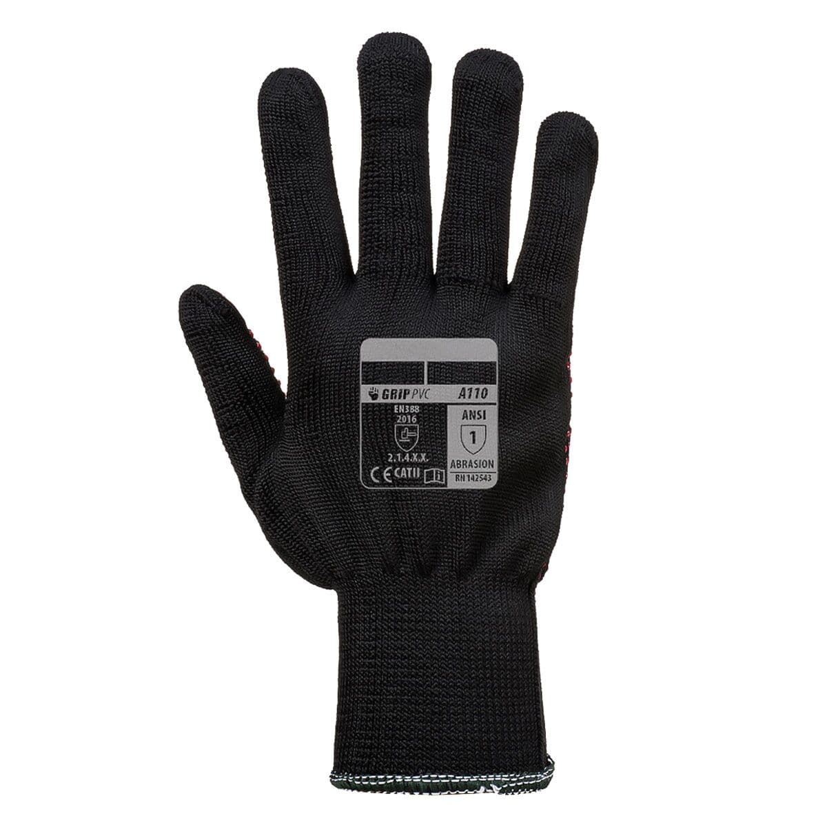 (10 Pair) PVC Nub Glove - Black/ Red - Size: S