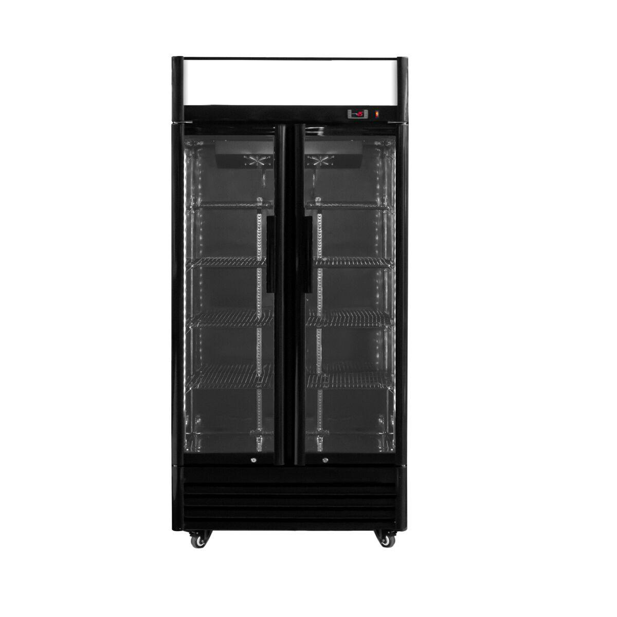 Lednice na nápoje černá - 630L - se 2 skleněnými dveřmi