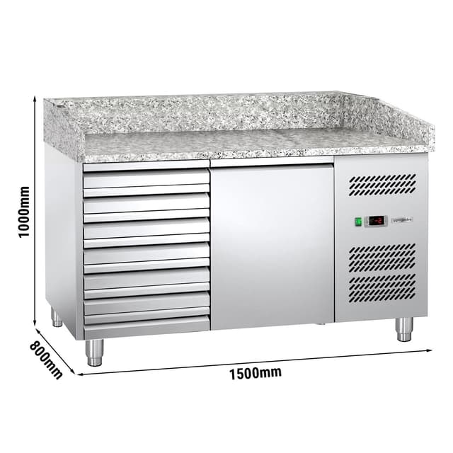 Pizzakühltisch ECO - 1500x800mm - mit 1 Tür & 7 Schubladen