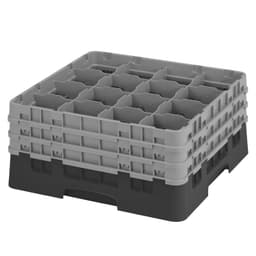 CAMBRO | CAMRACK® - Koš na sklo 1/1 se 3 nástavci - 500x500mm - 16 přihrádek - černý