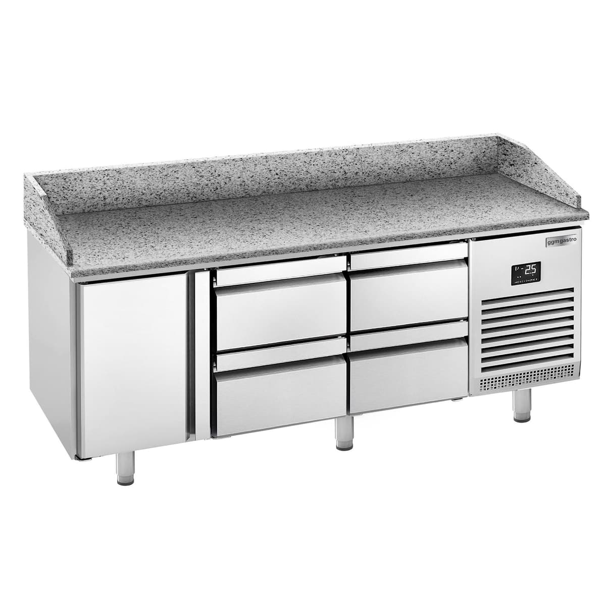 Pizza preparation table  Premium PLUS- 1980x700mm - with 1 door & 4 drawers