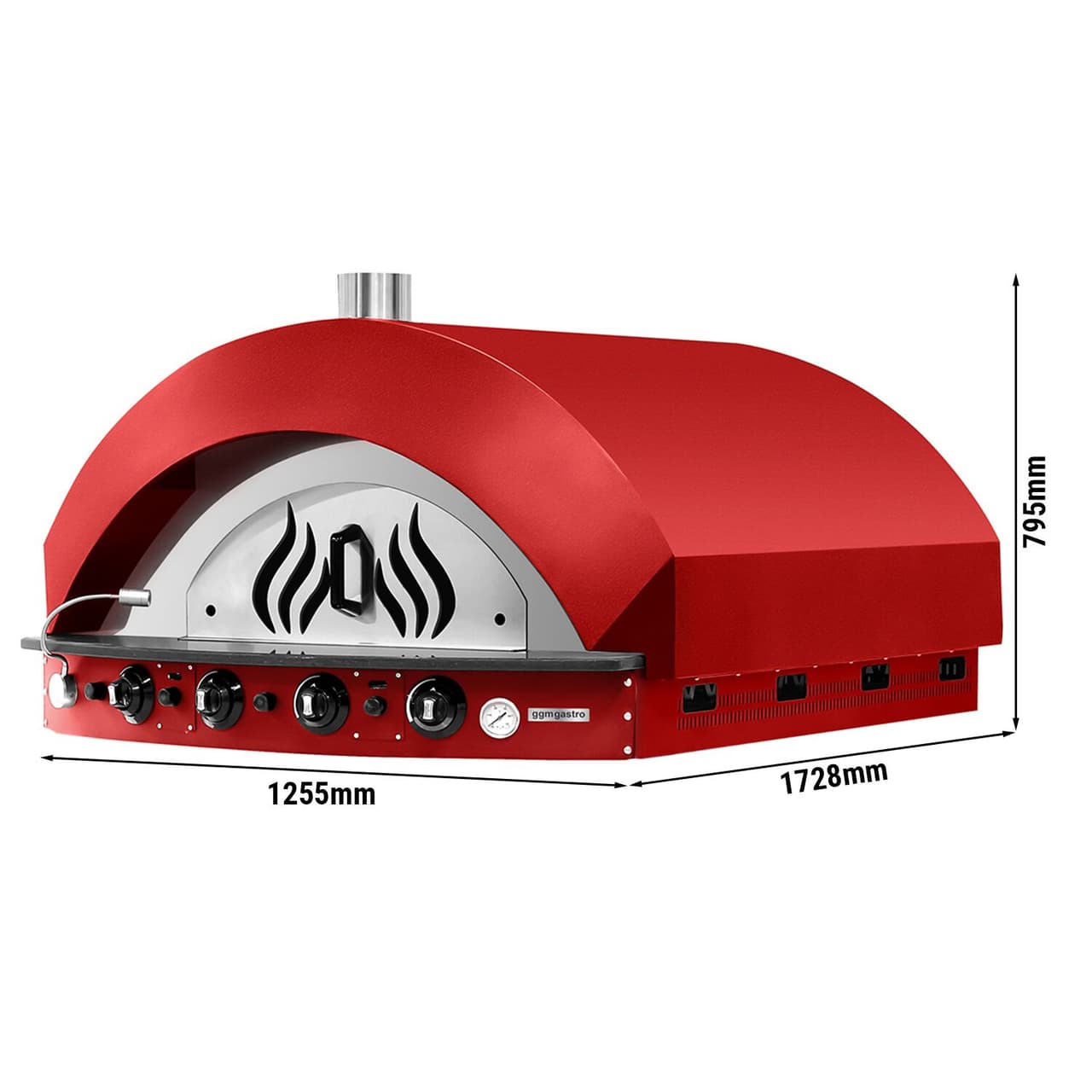 Gas pizza oven - Red - 11x 25cm - Manual