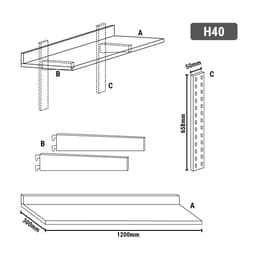 Wandborde PREMIUM - 1200x300mm - mit 3 Etagen