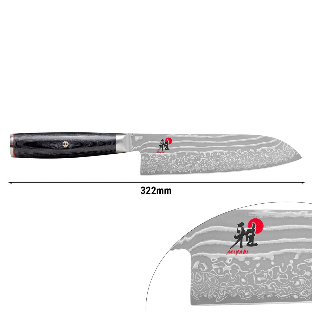 MIYABI | 5000 FC-D - SANTOKU - čepel: 180mm