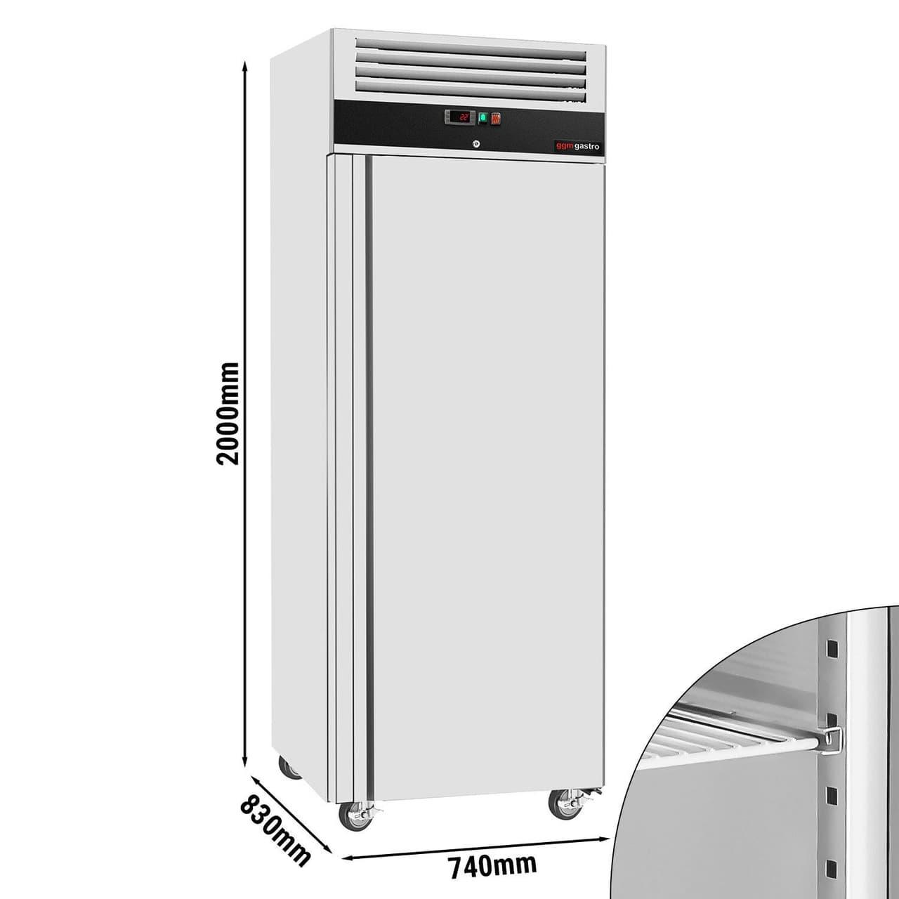 Tiefkühlschrank ECO - GN 2/1 - 700 Liter - mit 1 Tür - Edelstahlinnentür