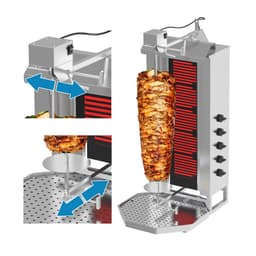 Gril na gyros/kebab - 5 hořáků - max. 80 kg - vč. křídlových dvířek