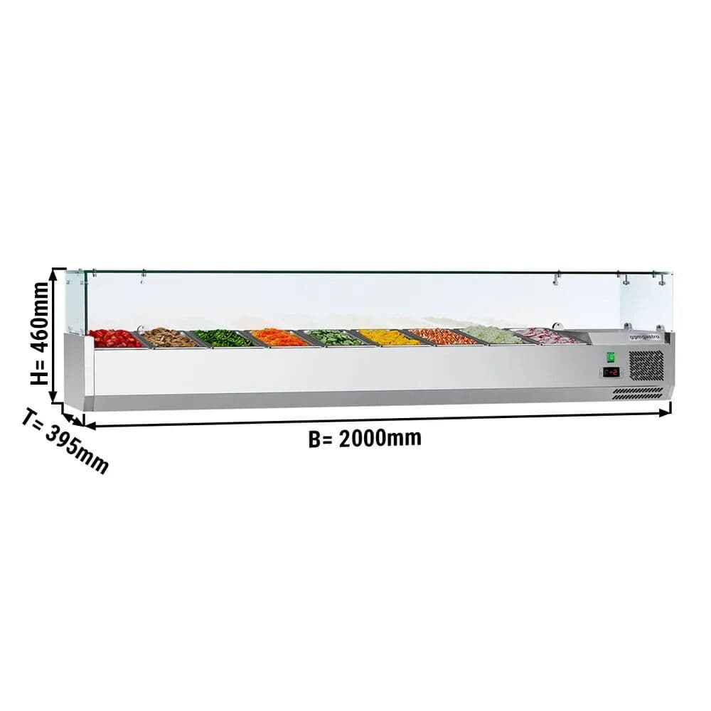 Chladicí vitrína ECO - 2,0 x 0,4 m - pro 9x 1/3 GN-nádobu