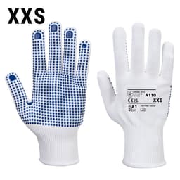 (10 Pair) PVC Nub Glove - White/ Blue - Size: XXS