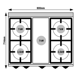 Varná deska + plynový sporák se 4 hořáky (28 kW)