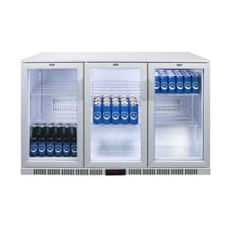 GASTRO-COOL | Barová lednice - 1350 mm - 312L - se 3 skleněnými dveřmi - stříbrná