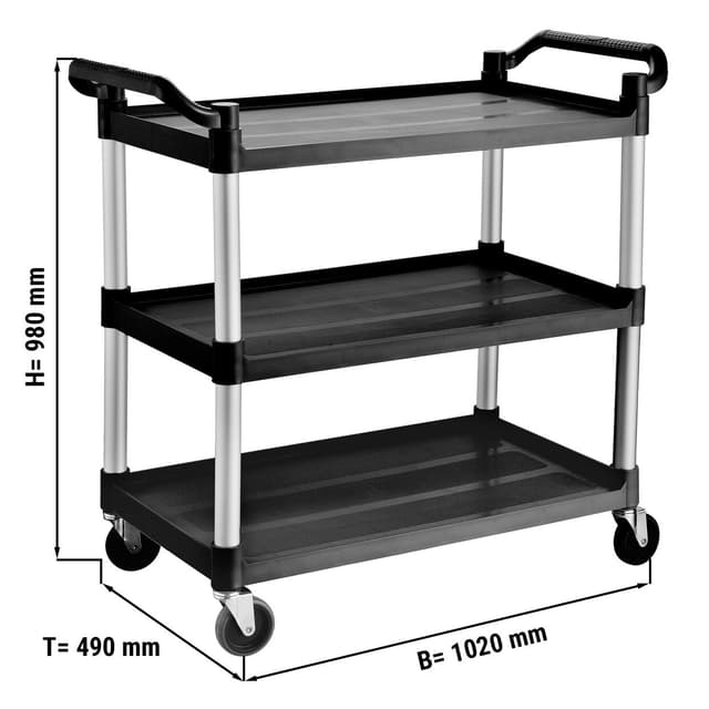 Servierwagen aus Kunststoff - 1020x490mm - mit 3 Abstellflächen