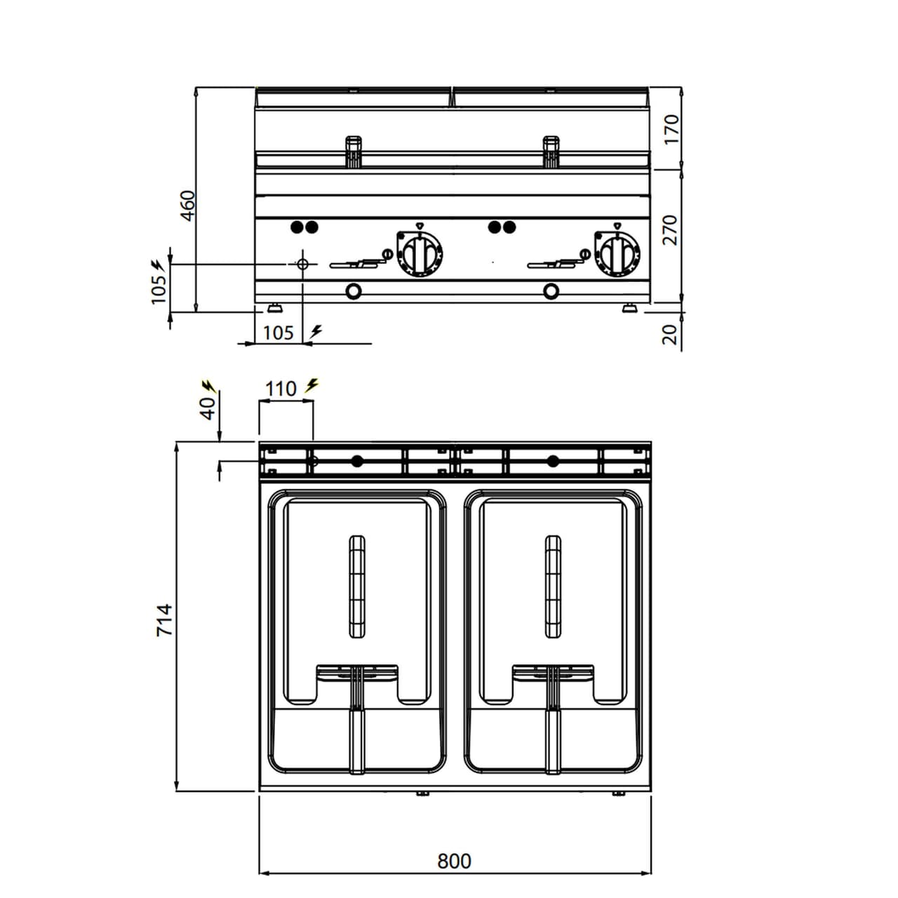 Elektrická fritéza 10+10L (12 kW)