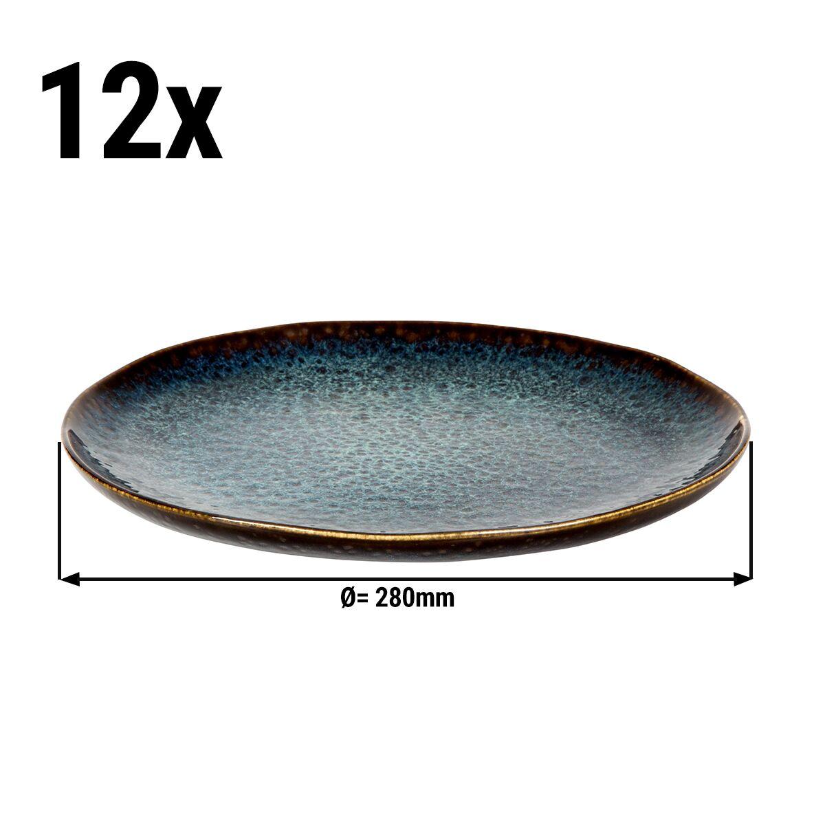 (12 pieces) ECCENTRIC - Flat plate - Ø 28 cm - Petrol blue