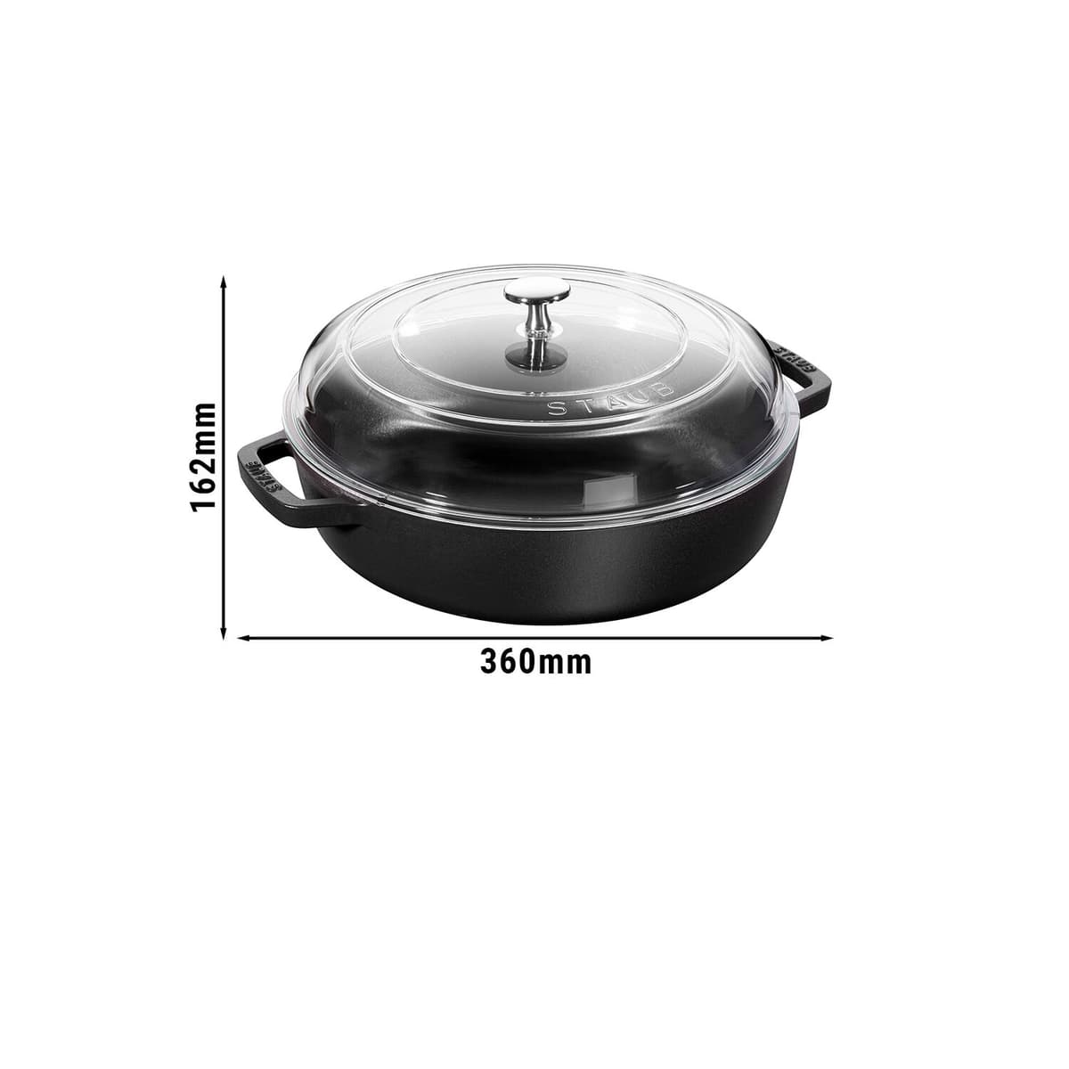 STAUB | BRAISERS - Pečicí hrnec se skleněnou poklicí - 280mm - litina - černý