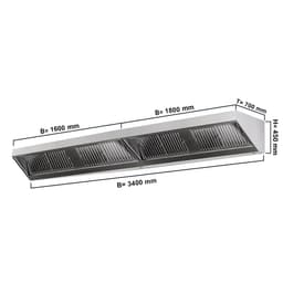 Nástěnná digestoř 3,4 m - s filtrem & svítidlem