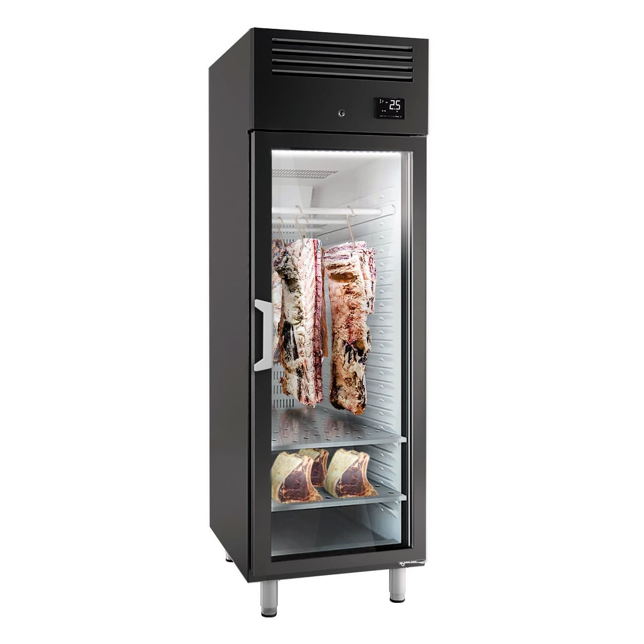 Dry Aging Meat Maturing Cabinet 0.68 m - with 1 Glass Door - Black	