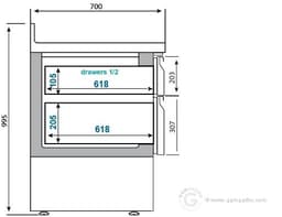 Chladicí stůl (GN 1/1) - se 4 šuplíky (2x 1/2 a 2x 1/3)