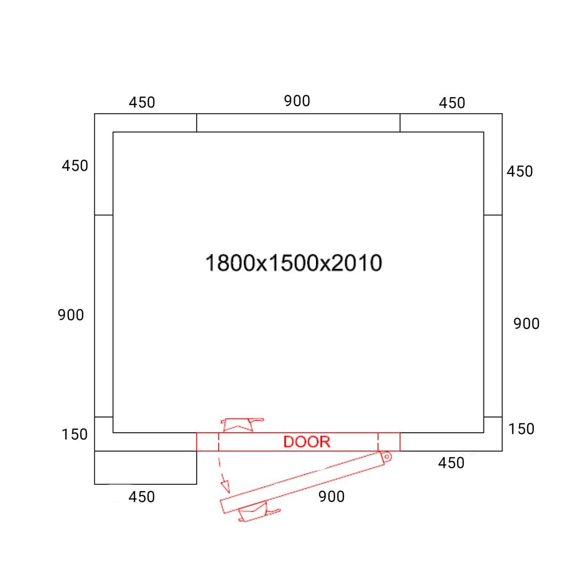 Stainless steel freezer cell - 1800x1500mm - 3.47m³ - incl. freezer unit & slats