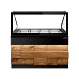 Warmhaltetheke TORONTO - 1500mm - Holzfront - für 4x GN 1/1 - schwarze Granit-Arbeitsplatte