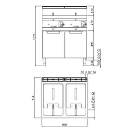 Dvojitá plynová fritéza - 10+10L - 13,8 kW