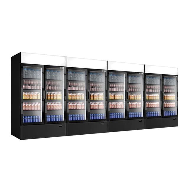 (4 pieces) Beverage refrigerator - 4800 liters - frameless design - with 8 glass doors & advertising display