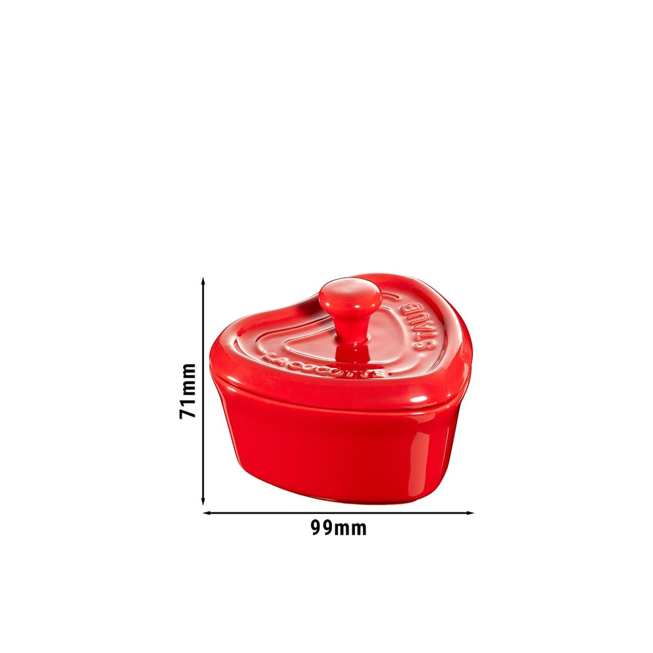 STAUB | CERAMIQUE - mini kokotka - tvar srdce - 90 mm - keramika - třešňově červená