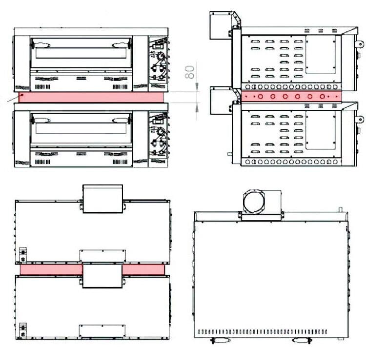 Plynová pec na pizzu - 6+6x 34 cm (hluboká)