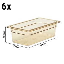 (6 kusů) CAMBRO | H-PAN™ Žáruvzdorné nádoby GN 1/3 - jantar - hloubka 100 mm