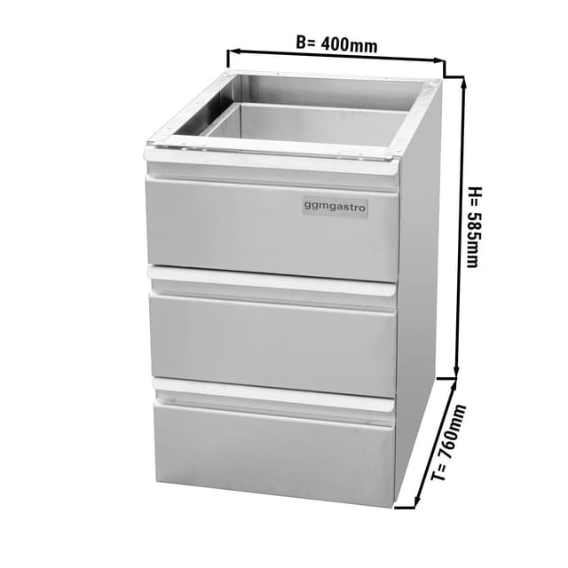 Schubladenblock mit 3 Schubladen PREMIUM - Unterbaumodul 400x760mm