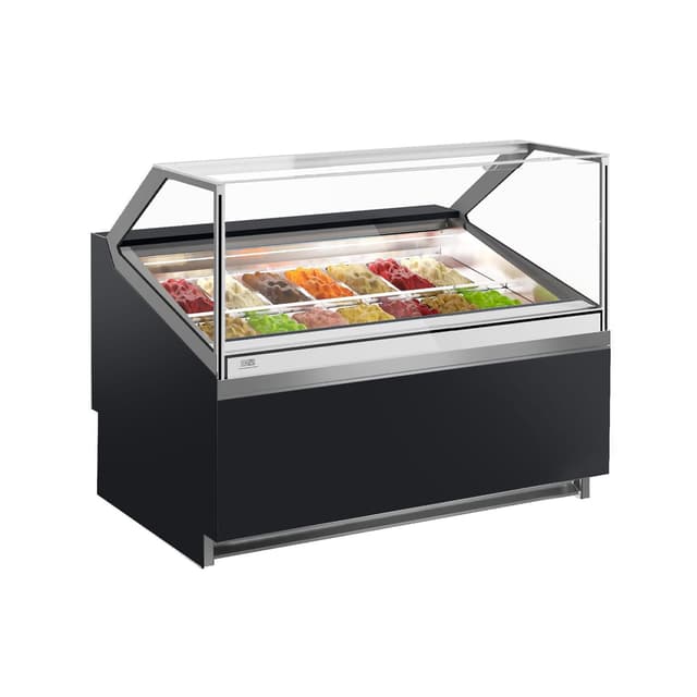 Ice cream counter IVY - 1200mm - Air circulation - for 14x 5 liter containers - Black