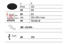 Elektroherd - 10,4 kW - 4 Platten Rund - inkl. Elektroofen Statisch - 7,5 kW