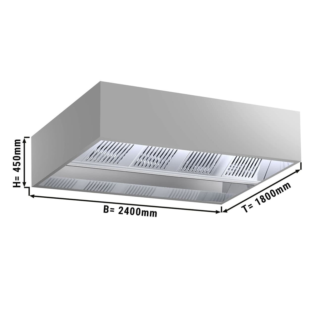 Indukční digestoř - 2,4 m - s filtrem a LED lampou