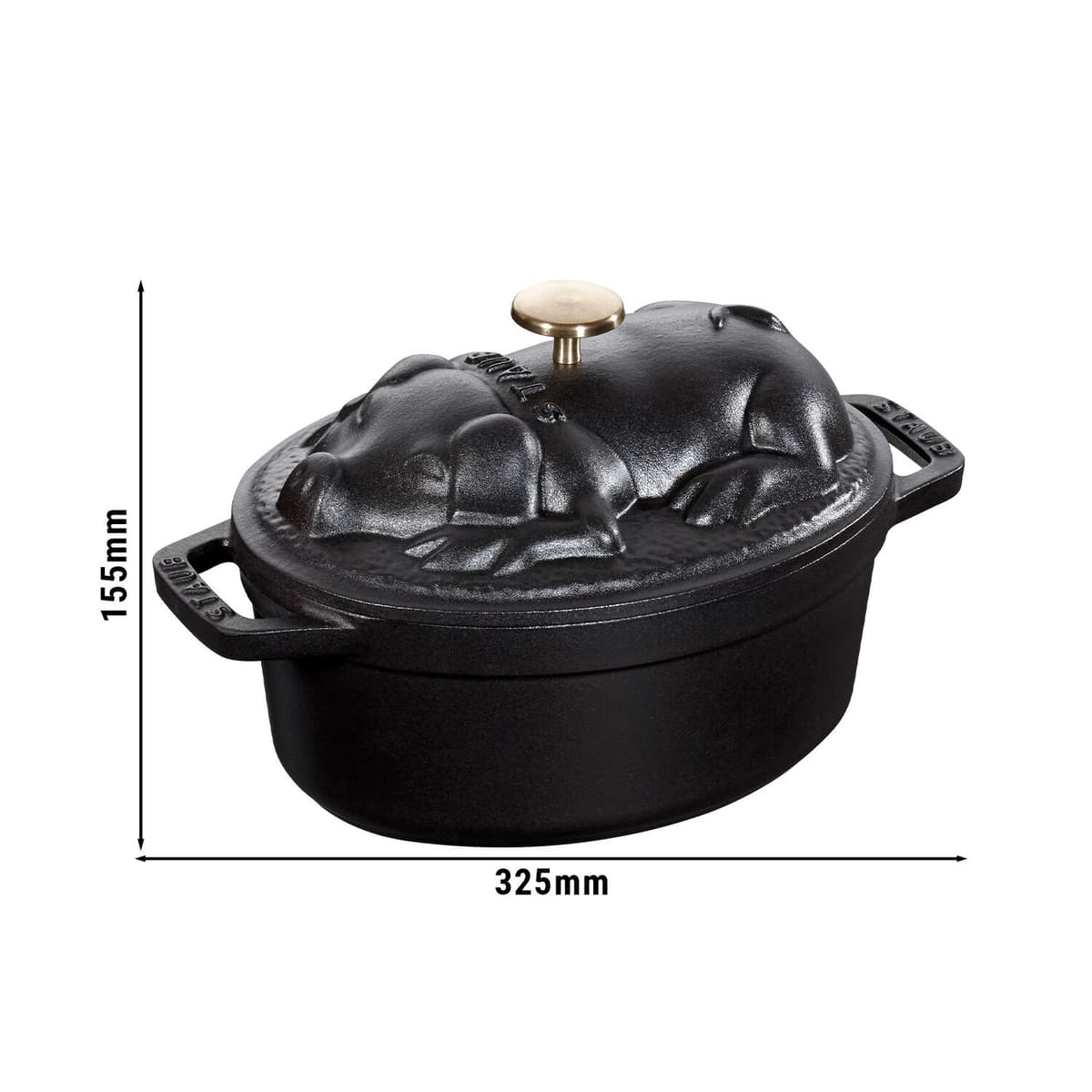 STAUB | LA COCOTTE - Kokotka - poklice s prasátkem - oválná - 170 mm - litina - černá