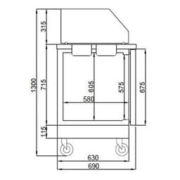 Saladee PREMIUM - 2330mm - se 4 dveřmi - pro 10x GN  1/6 - hranatý nástavec