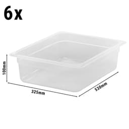 (6 kusů) CAMBRO | CAMWEAR® - polypropylenové GN nádoby 1/2 - mléčné - hloubka 100 mm