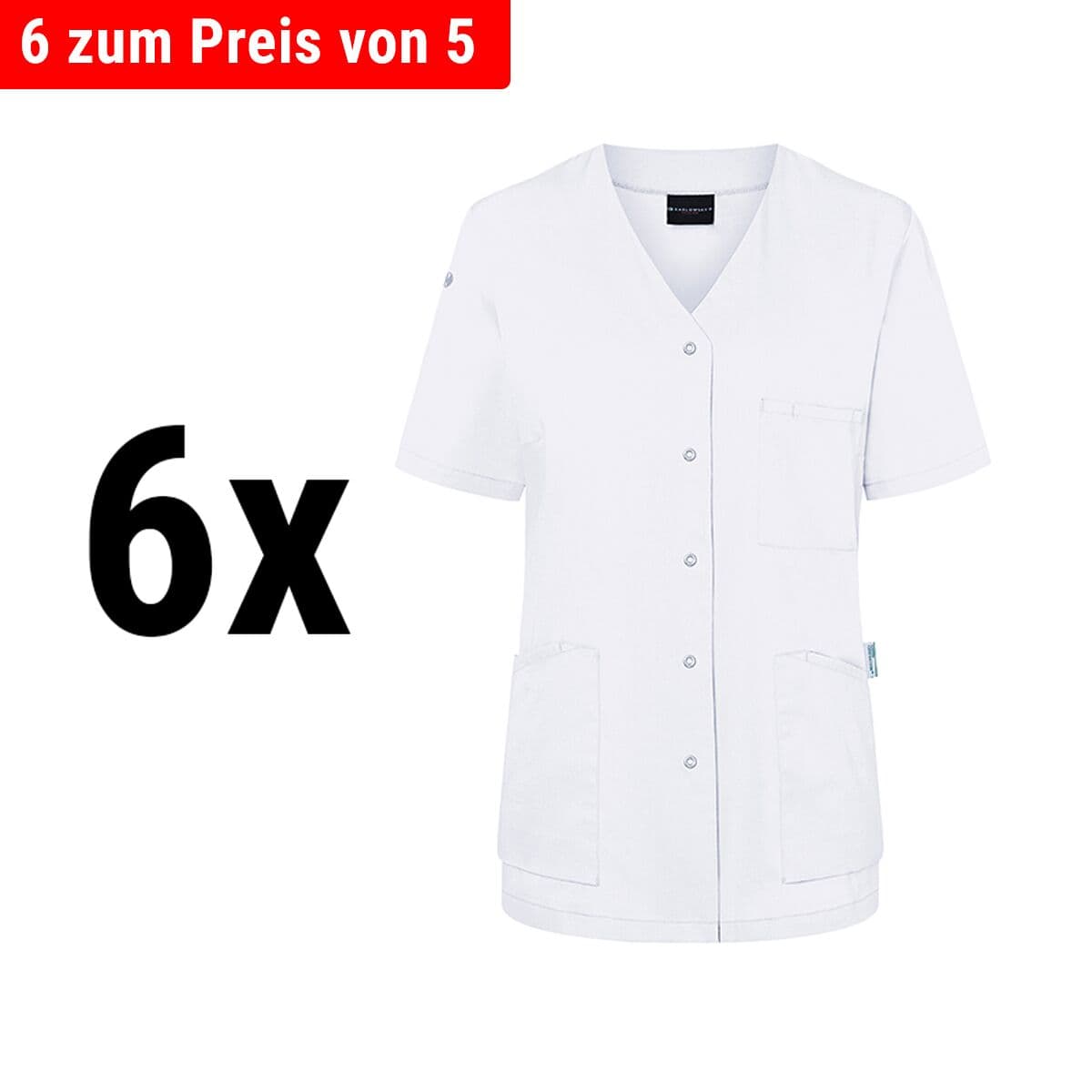 (6 pieces) Karlowsky - Short Sleeve Women's Essential - White - Size: 40