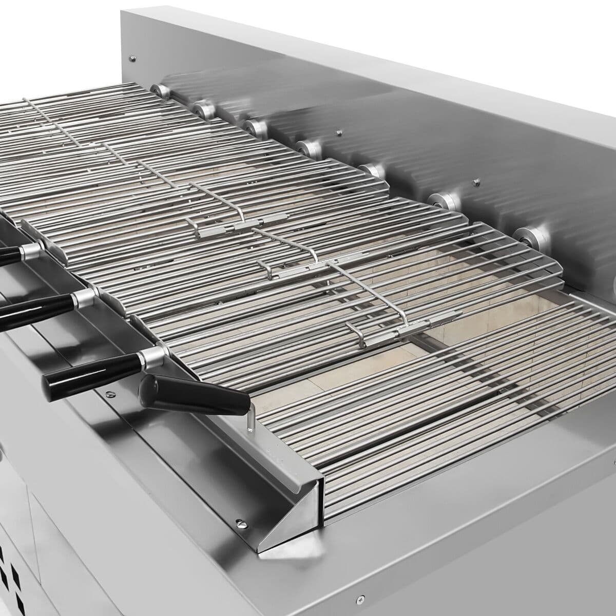 Charcoal grill/ roaster for chicken - 1800mm - with 8 skewers