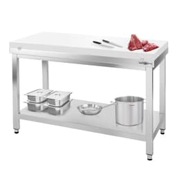 Worktable PREMIUM stainless steel - 1000x600mm - with undershelf without backsplash incl. cutting plate