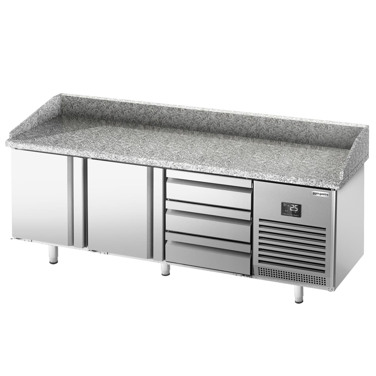 Pizza preparation table  Premium PLUS- 1980x700mm - with 2 doors & 3 drawers