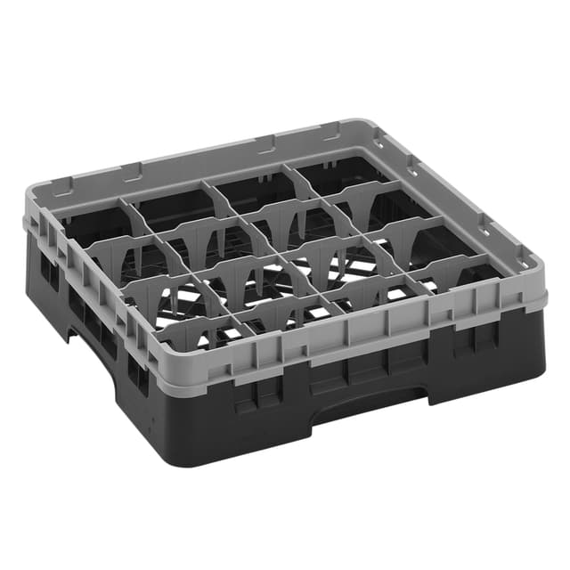 CAMBRO | CAMRACK® - Koš na sklo 1/1 s 1 nástavcem - 500x500mm - 16 přihrádek - černý