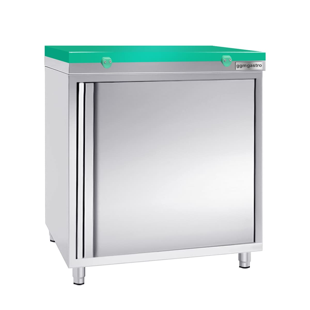 Stainless steel work cabinet PREMIUM - 600x600mm - with hinged door without backsplash incl. cutting plate