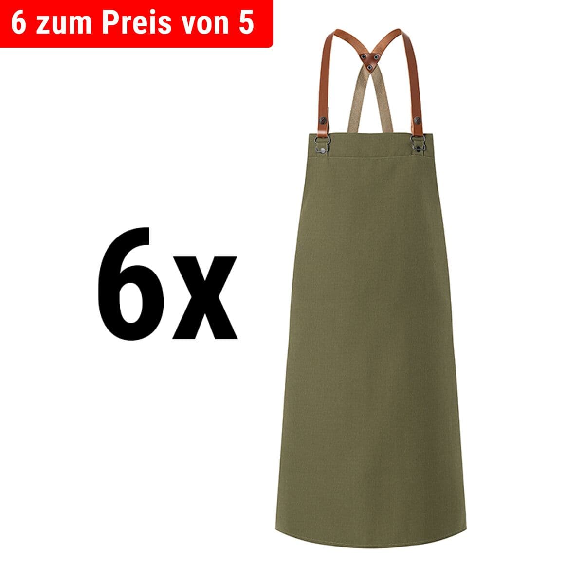 (6 pieces) Karlowsky - Bib Apron Green-Generation - Moss Green