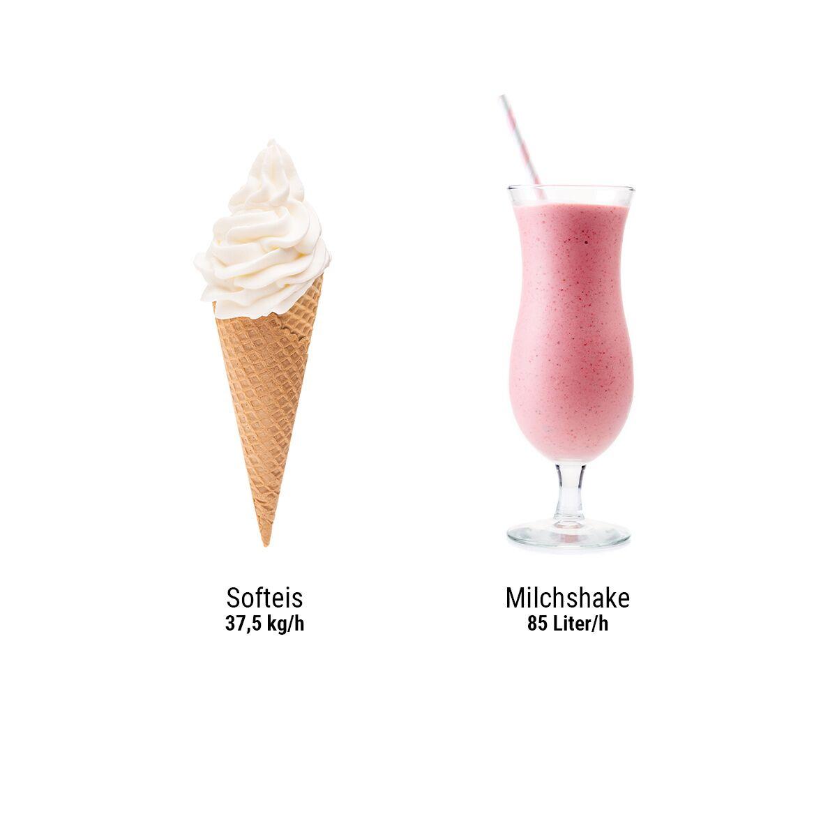 2 in 1 - Soft ice cream & Milkshake Machine - Soft ice cream 37.5kg/h - Milkshake 75 litres/h