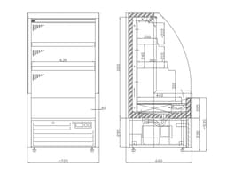 Přístěnný chladicí regál - 0,72 x 1,4 m - se 2 policemi