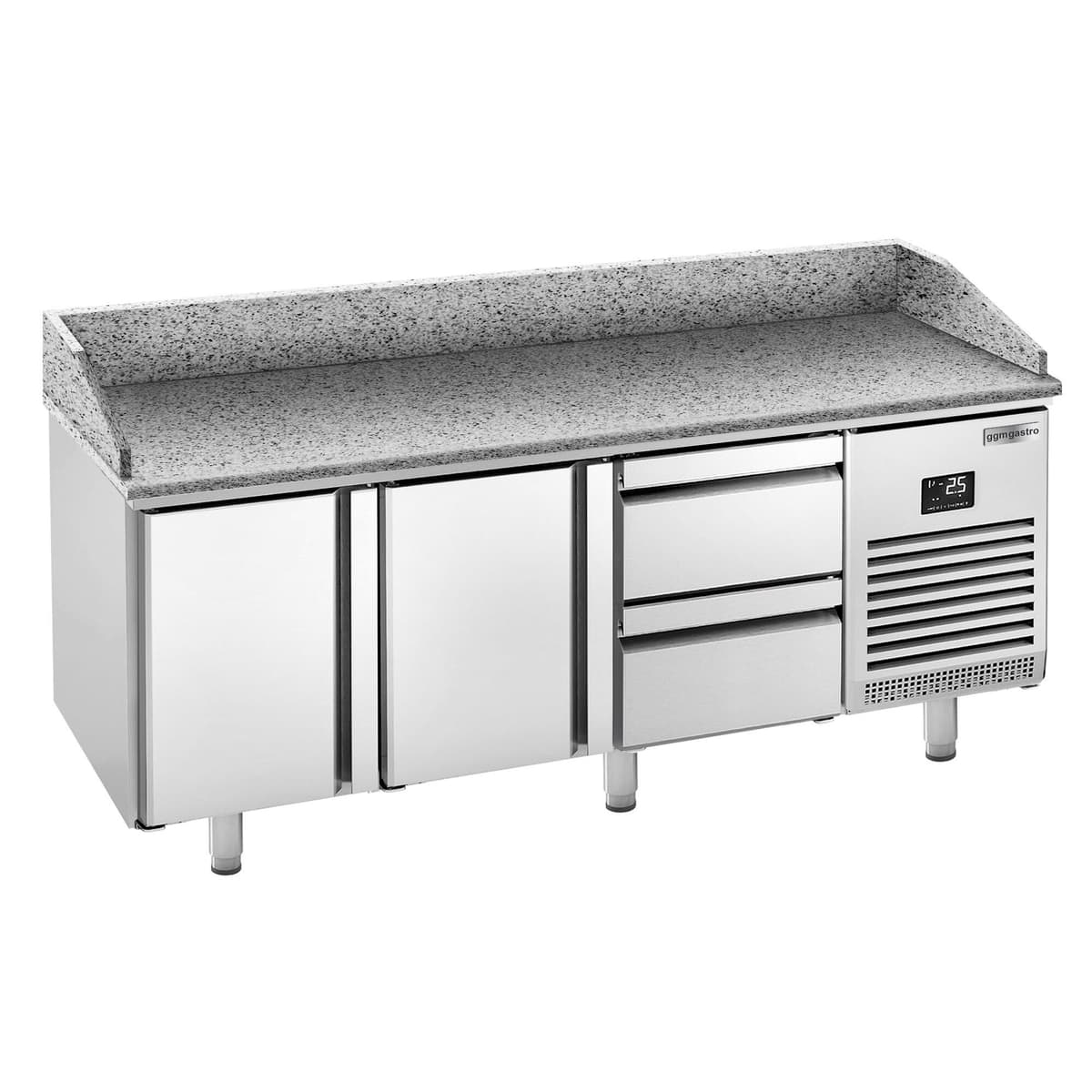 Pizza preparation table Premium PLUS- 1980x700mm- with 2 doors & 2 drawers 