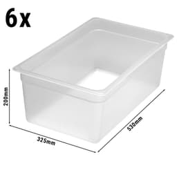 (6 kusů) CAMBRO | CAMWEAR® - polypropylenové GN nádoby 1/1 - mléčné - hloubka 200 mm