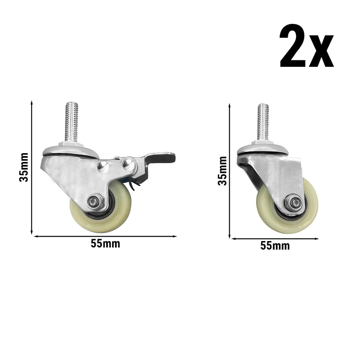 Kolečka pro saladety SAJ47, SAG47 & SAG97 (2x s brzdami & 2x bez brzd