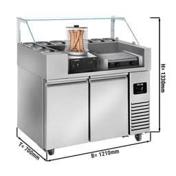 Zubereitungstisch - 1210mm - für 9x GN 1/6 - 2 Türen - inkl. Würstchen- & Würstchenwärmer